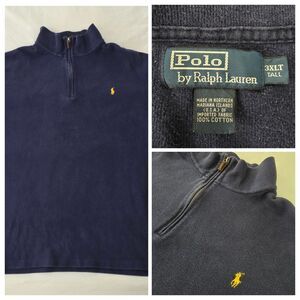 Polo Ralph Lauren 1/4 Zip Pullover Mens 3XLT Big & Tall Navy Yellow Small Pony